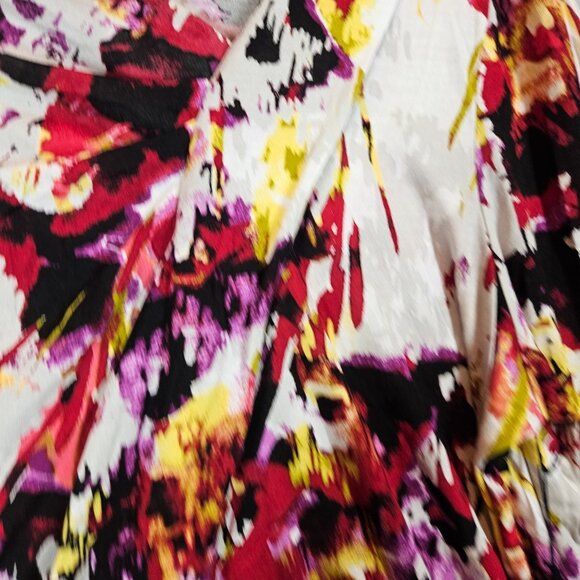 NWT Blouse Simply Vera Womens XL Colorful Asymmetrical Knit Stretch Bold Festive - Picture 11 of 13